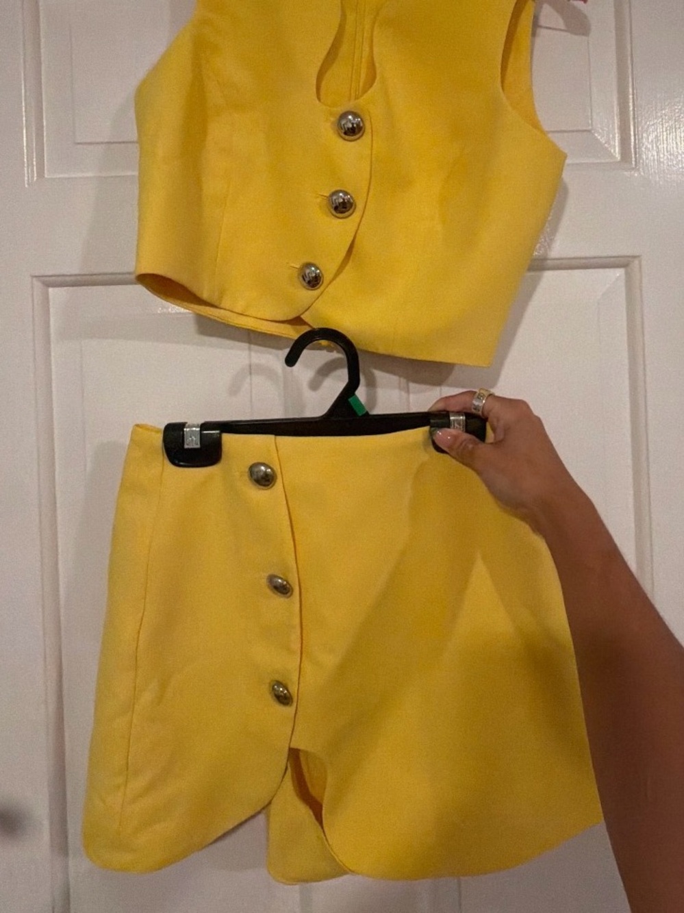 Amanda Uprichard Yellow Button-Front Mini skort
